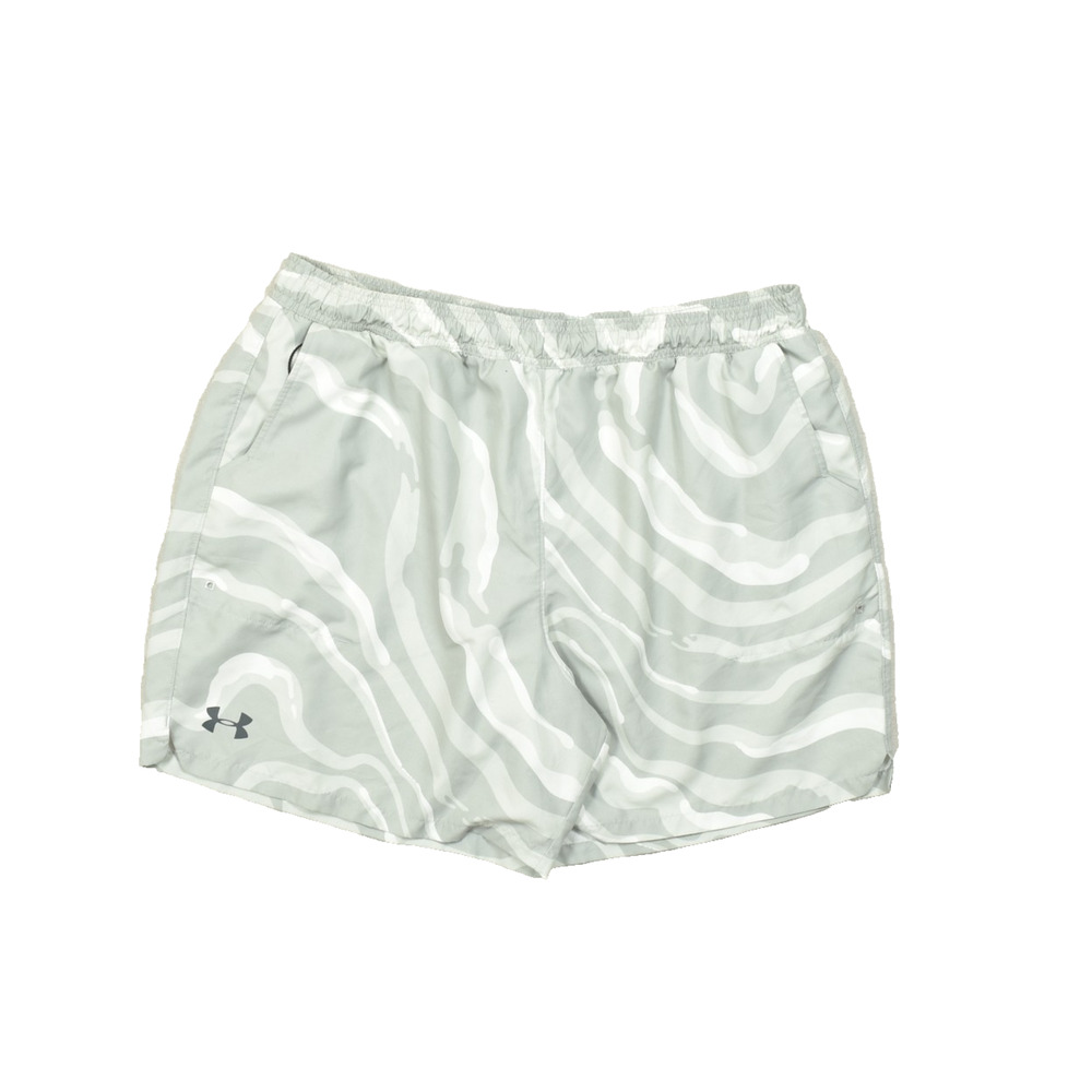 Under Armour HeatGear Men 2XL Loose Fit Graphic Athletic Shorts Grey White Wave